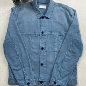 BLDWN Druid Woven Striped Collared LS Button Up Denim Jacket (Vintage Indigo)